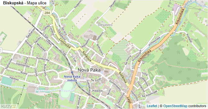 Biskupská - mapa ulice