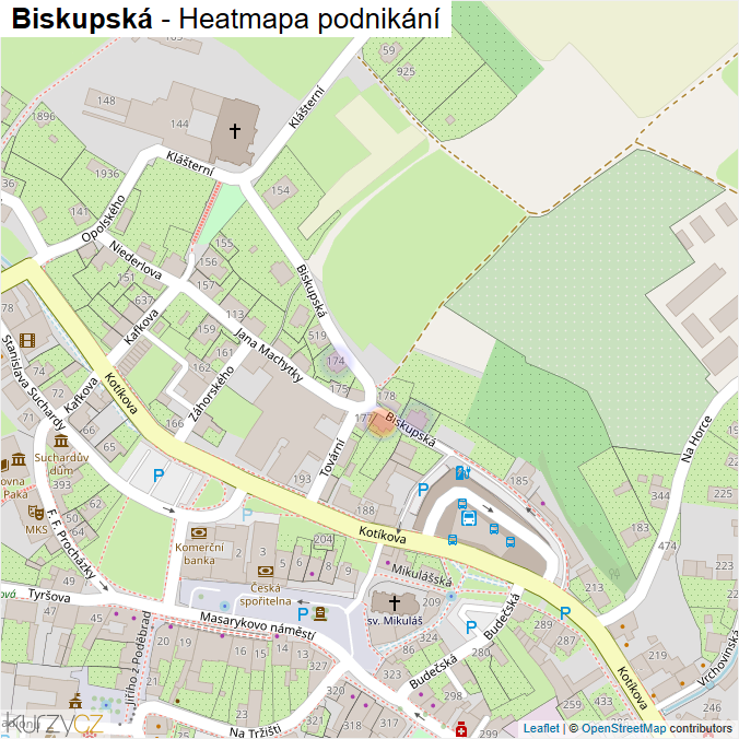 Mapa Biskupská - Firmy v ulici.