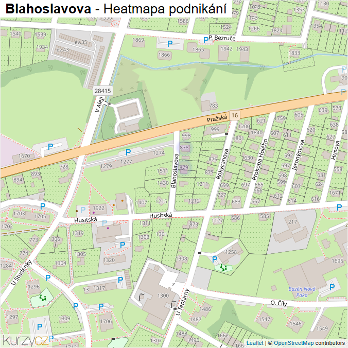 Mapa Blahoslavova - Firmy v ulici.