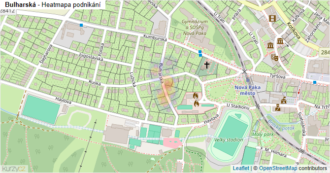 Bulharská - mapa podnikání