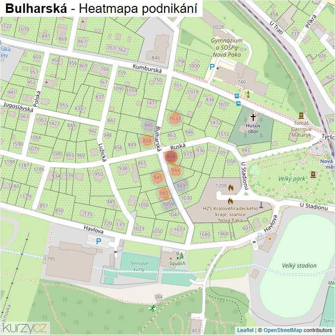Mapa Bulharská - Firmy v ulici.