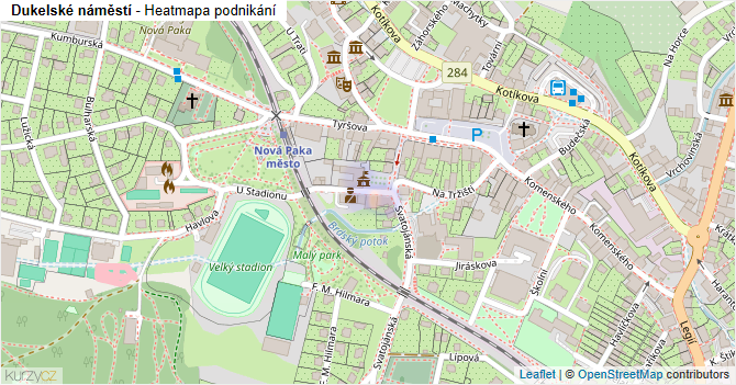 Dukelské náměstí - mapa podnikání