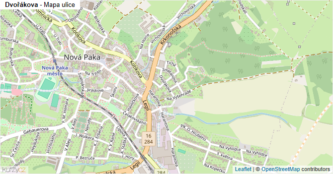 Dvořákova - mapa ulice