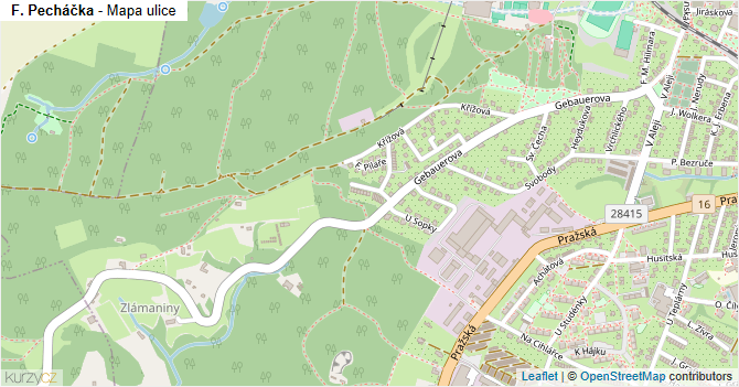 F. Pecháčka - mapa ulice