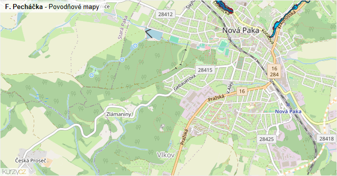 F. Pecháčka - záplavové mapy stoleté vody