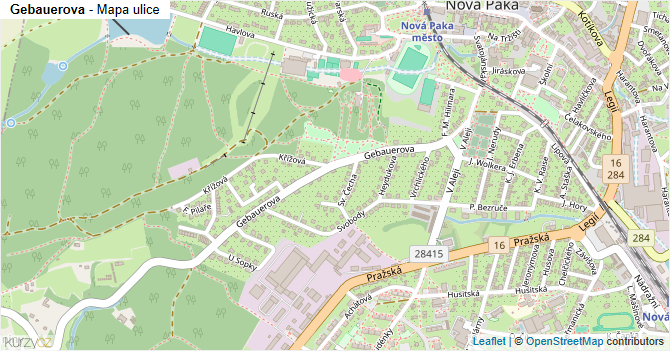 Gebauerova - mapa ulice