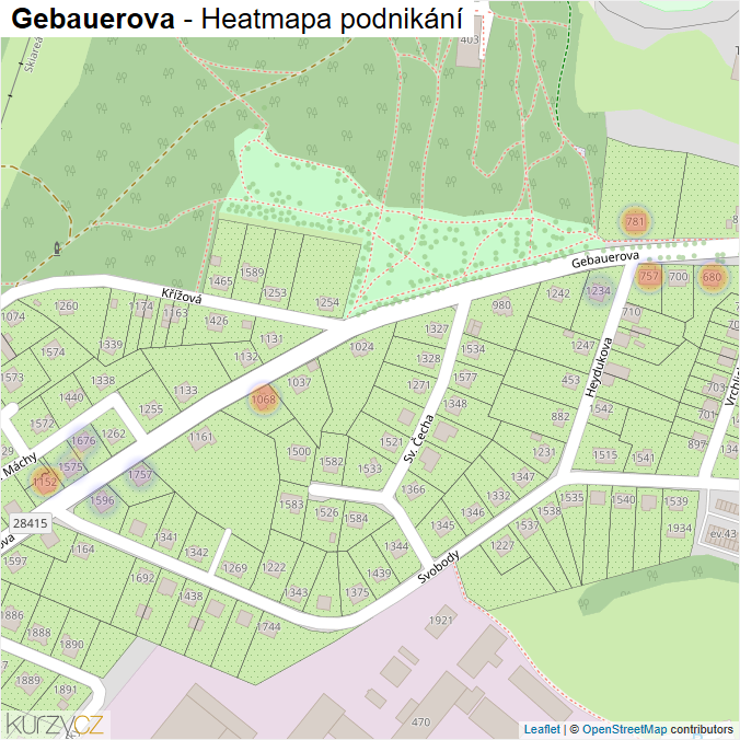 Mapa Gebauerova - Firmy v ulici.
