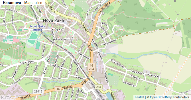 Harantova - mapa ulice