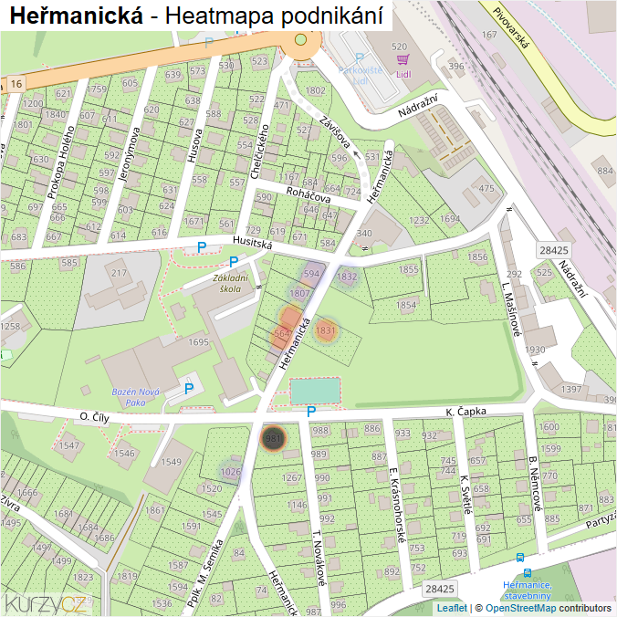 Mapa Heřmanická - Firmy v ulici.