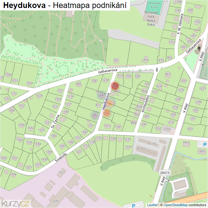 Mapa Heydukova - Firmy v ulici.