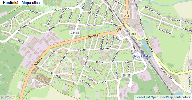 Husitská - mapa ulice