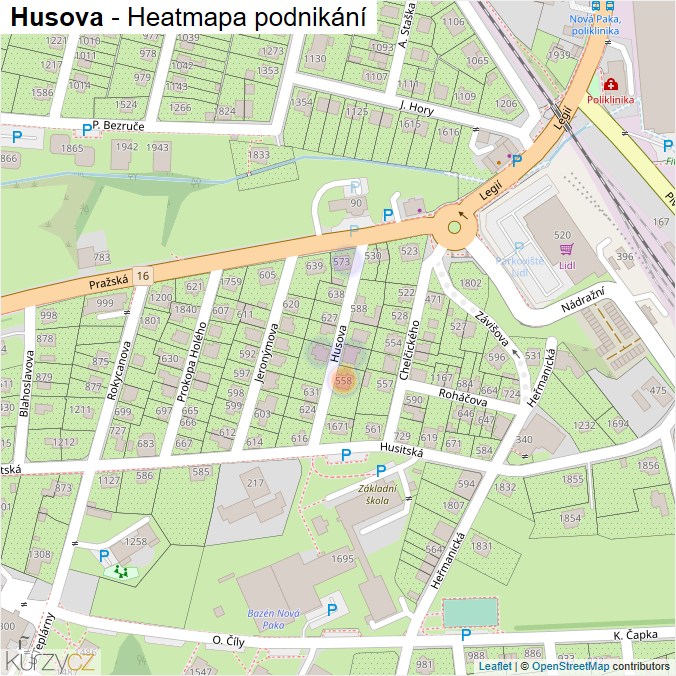 Mapa Husova - Firmy v ulici.