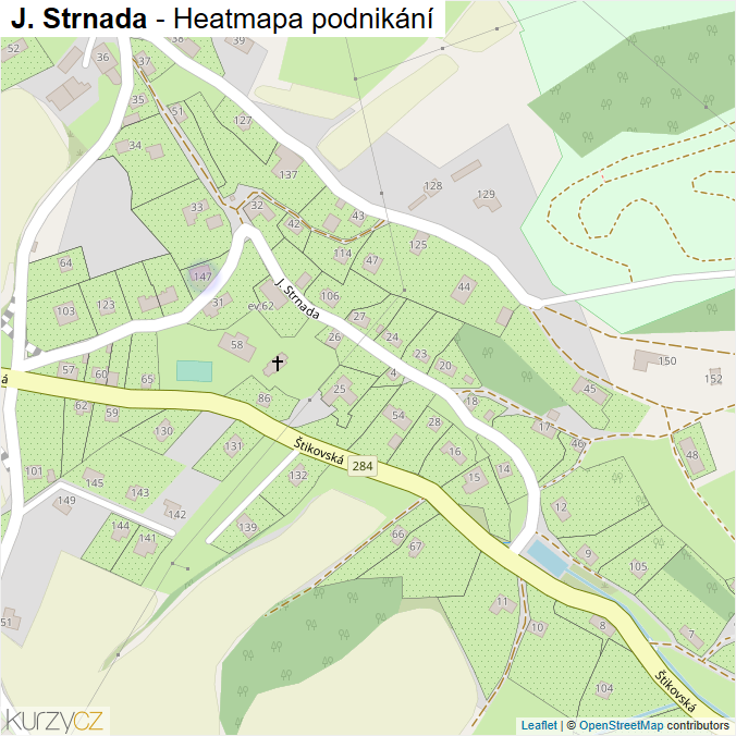 Mapa J. Strnada - Firmy v ulici.