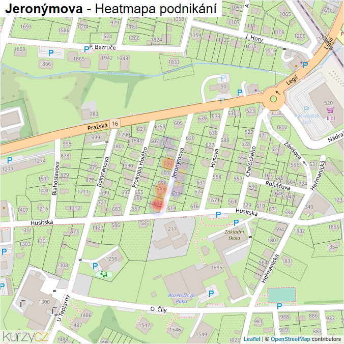 Mapa Jeronýmova - Firmy v ulici.