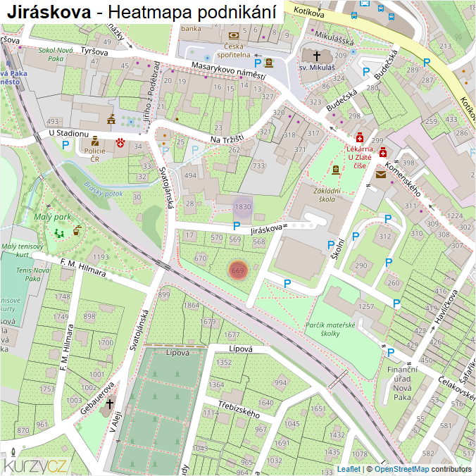 Mapa Jiráskova - Firmy v ulici.