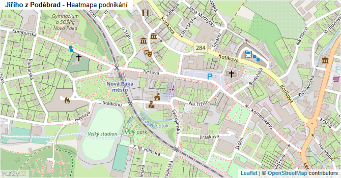 Jiřího z Poděbrad - mapa podnikání