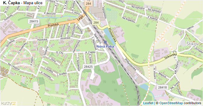 K. Čapka - mapa ulice