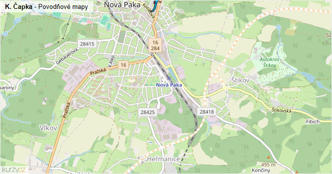 K. Čapka - záplavové mapy stoleté vody