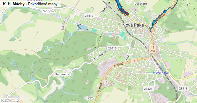 K. H. Máchy - záplavové mapy stoleté vody