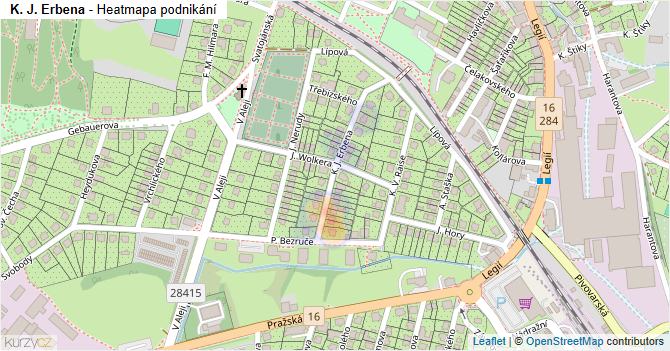 K. J. Erbena - mapa podnikání