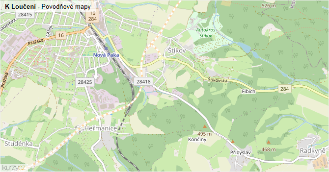 K Loučení - záplavové mapy stoleté vody
