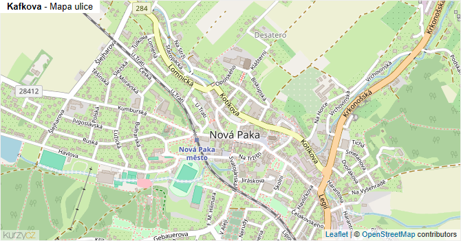 Kafkova - mapa ulice