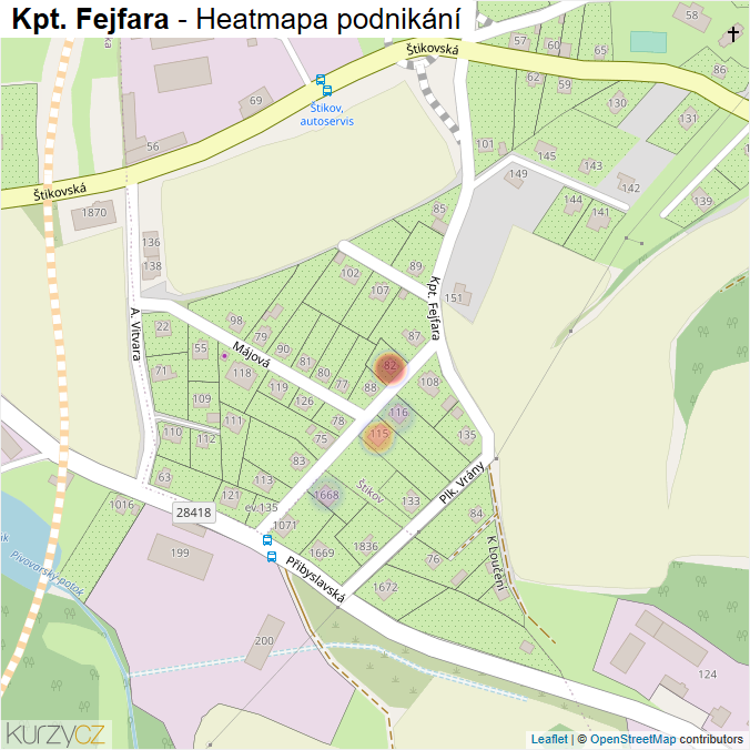 Mapa Kpt. Fejfara - Firmy v ulici.