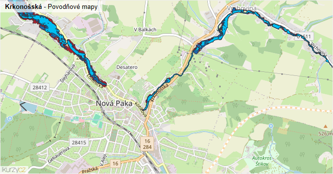 Krkonošská - záplavové mapy stoleté vody