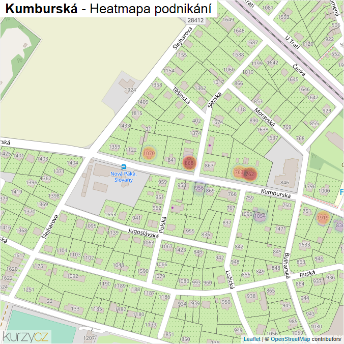 Mapa Kumburská - Firmy v ulici.