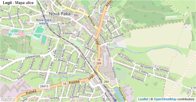 Legií - mapa ulice