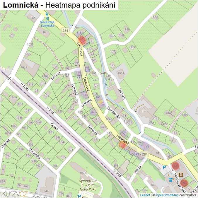 Mapa Lomnická - Firmy v ulici.
