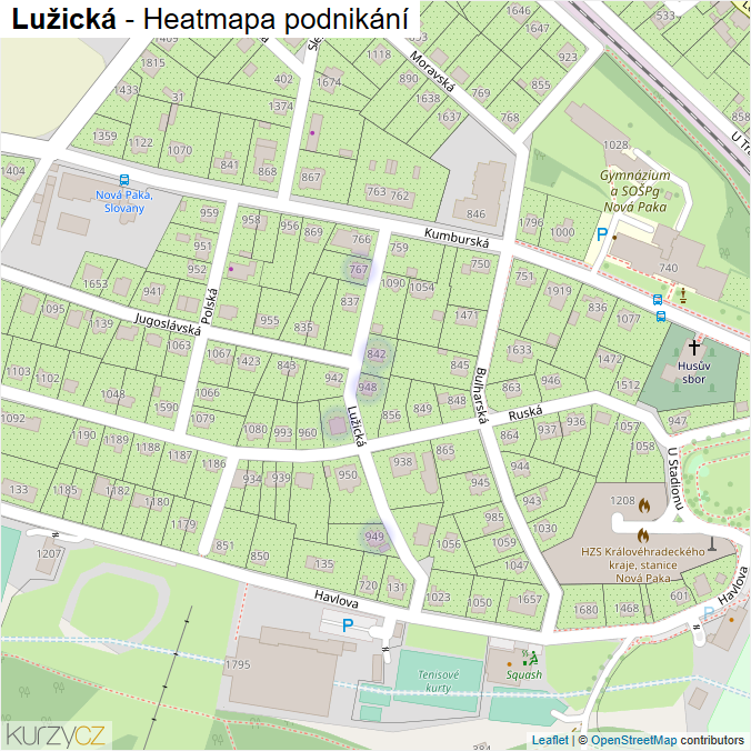 Mapa Lužická - Firmy v ulici.