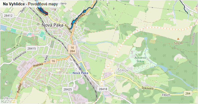 Na Vyhlídce - záplavové mapy stoleté vody