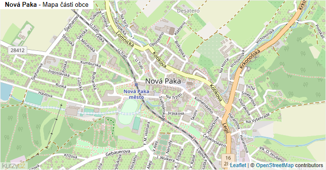 Nová Paka - mapa části obce