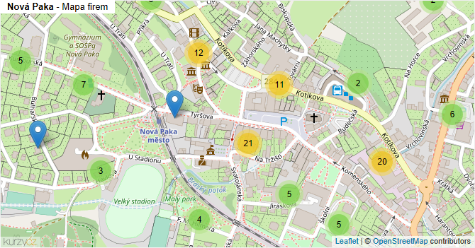 Nová Paka - mapa firem