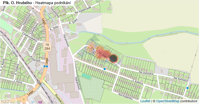 Plk. O. Hrubého - mapa podnikání