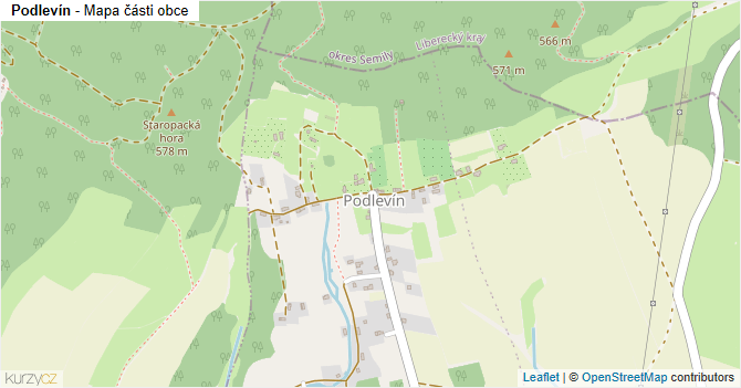 Podlevín - mapa části obce
