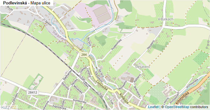 Podlevínská - mapa ulice