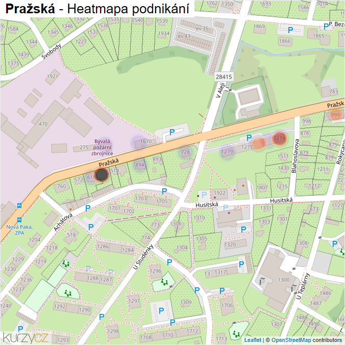 Mapa Pražská - Firmy v ulici.