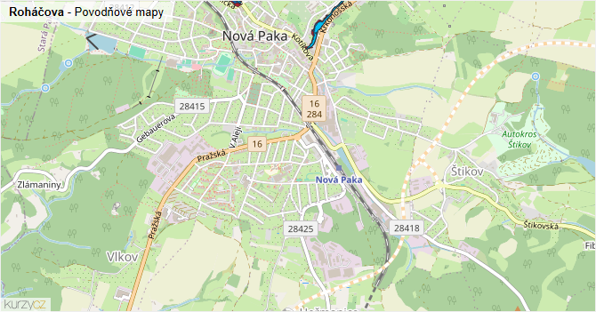 Roháčova - záplavové mapy stoleté vody