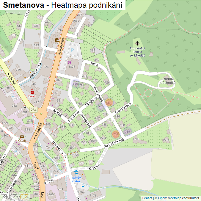 Mapa Smetanova - Firmy v ulici.