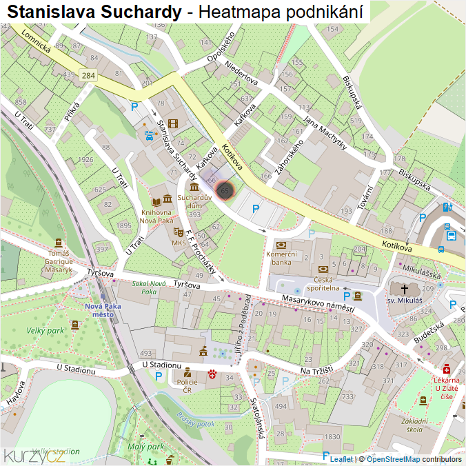 Mapa Stanislava Suchardy - Firmy v ulici.