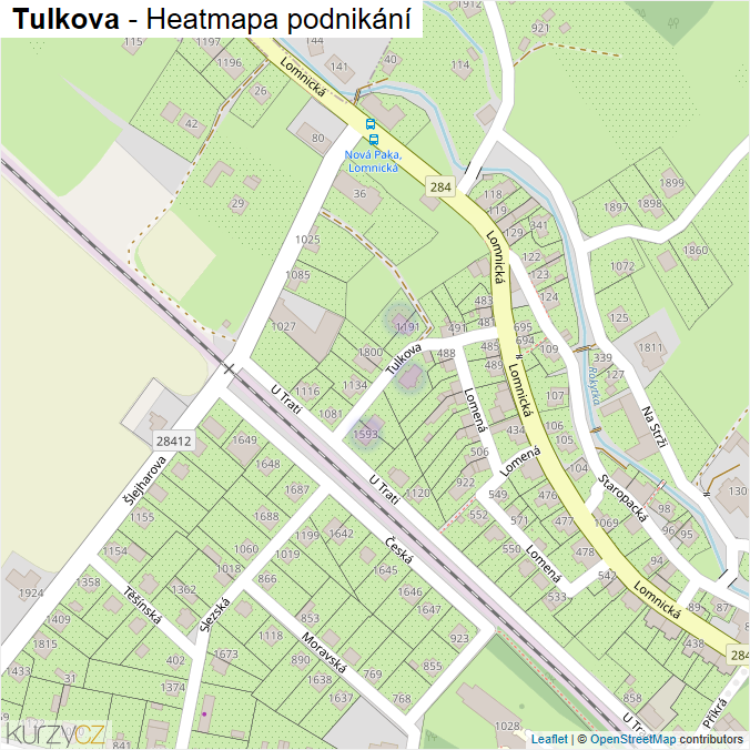 Mapa Tulkova - Firmy v ulici.