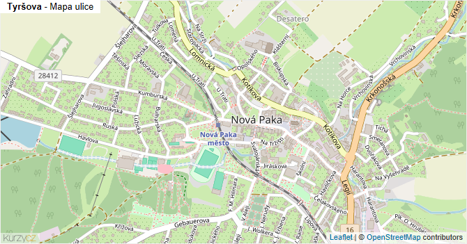 Tyršova - mapa ulice