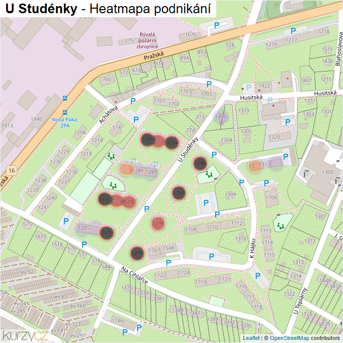 Mapa U Studénky - Firmy v ulici.