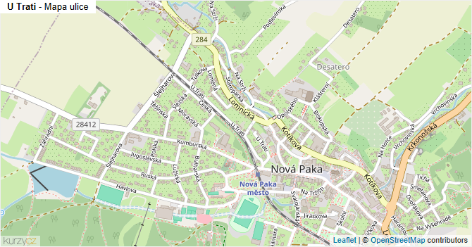 U Trati - mapa ulice