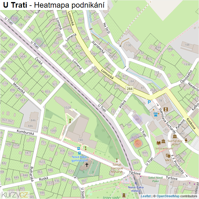 Mapa U Trati - Firmy v ulici.