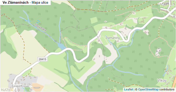 Ve Zlámaninách - mapa ulice