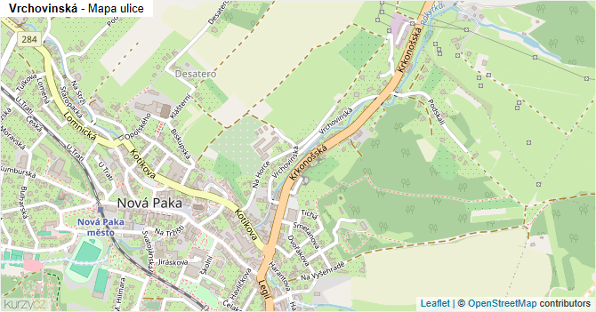 Vrchovinská - mapa ulice