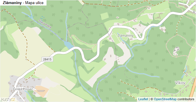Zlámaniny - mapa ulice